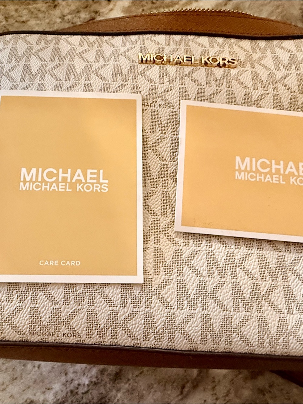 Michael Kors Beige and Brown Monogram Crossbody Interior - Picture 3 of 7